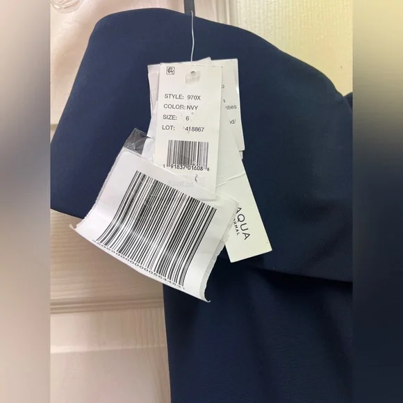 💙 NWT! Navy Off The Shoulder Slit Gown - Picture 7 of 12